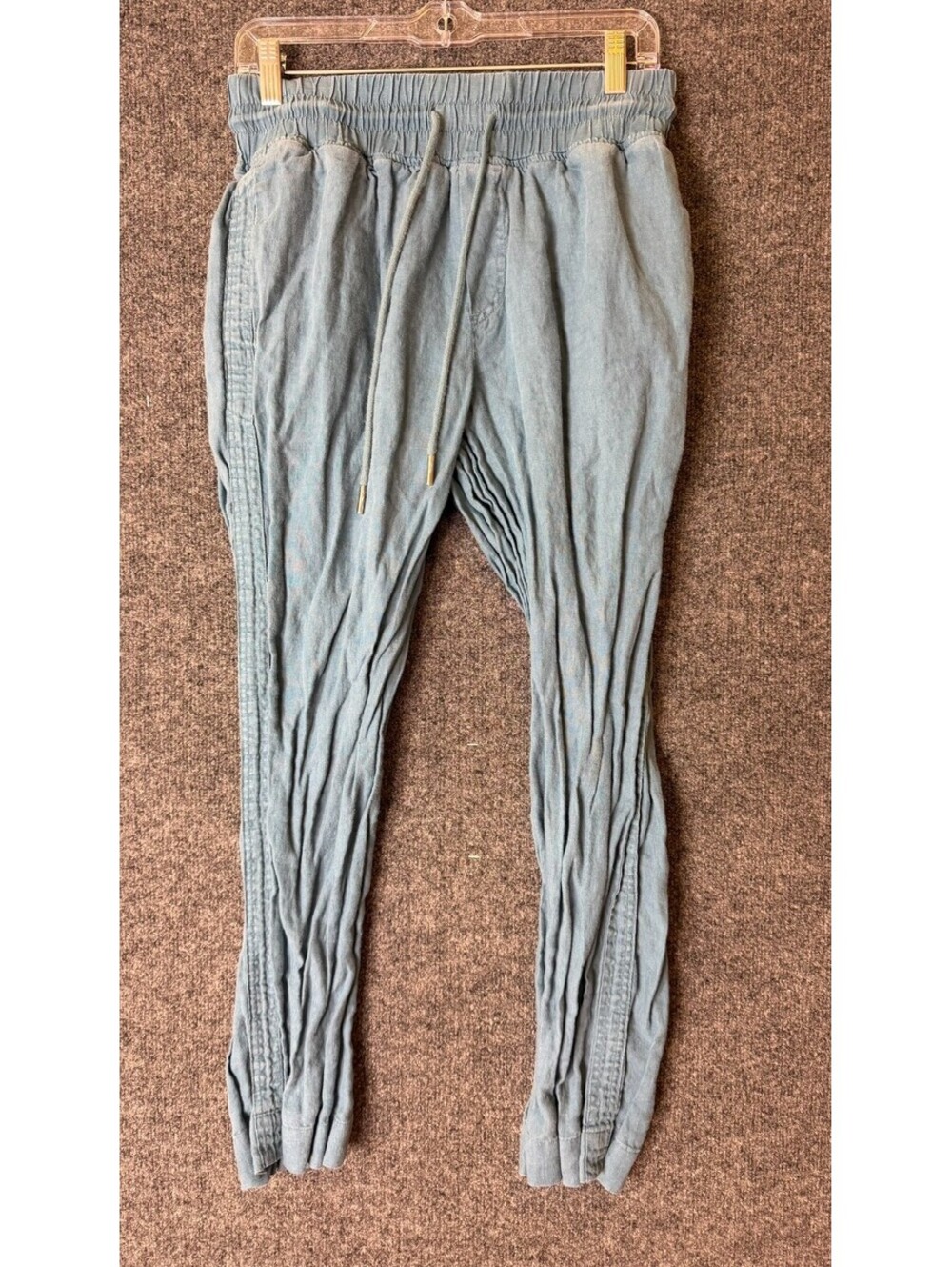 Quince 100% European Linen Pants Womens Medium Blue Drawstring Elastic Waist